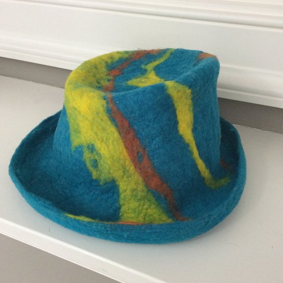 Turquoise Felted Medium-Brimmed Hat - Picture 5 of 7
